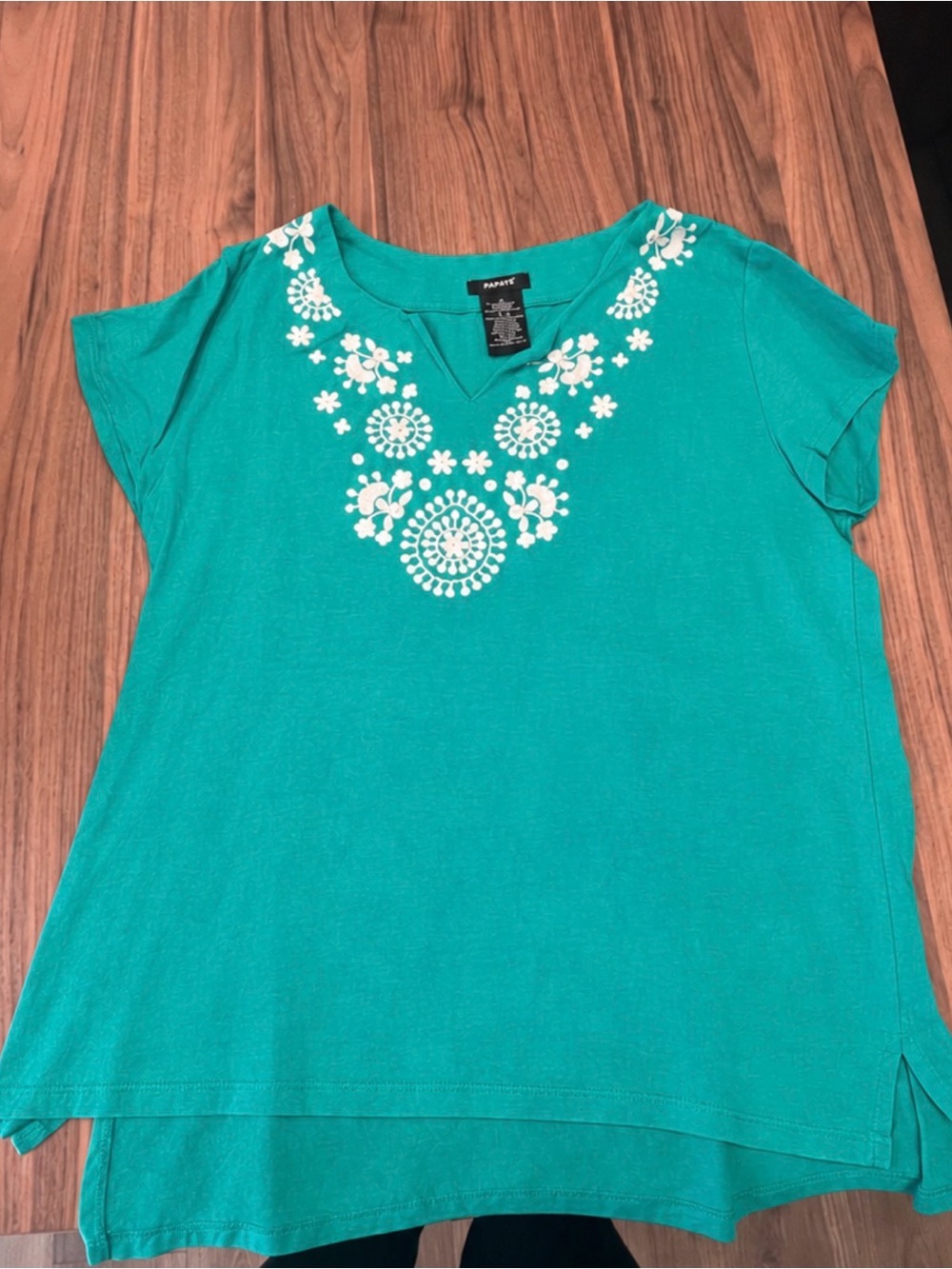Premise toruoise white embroidered